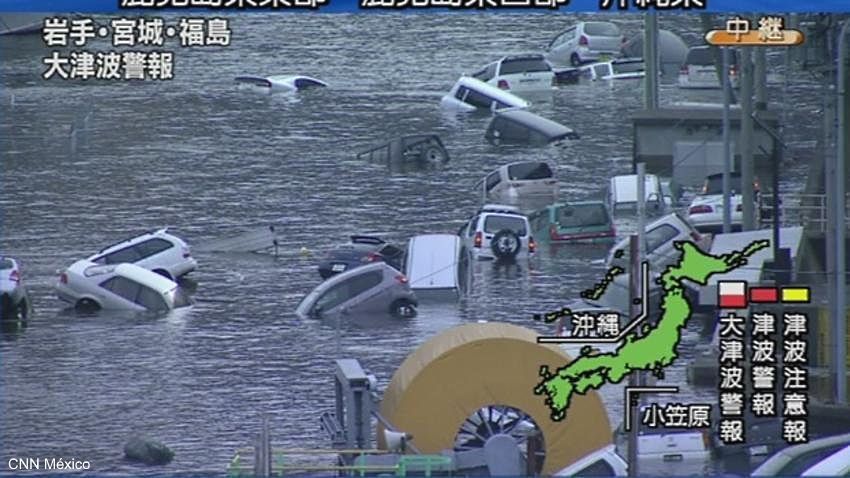 Imagen del tsunami que ha arrasado el norte de Japón tras el terremoto (11 de marzo de 2011)