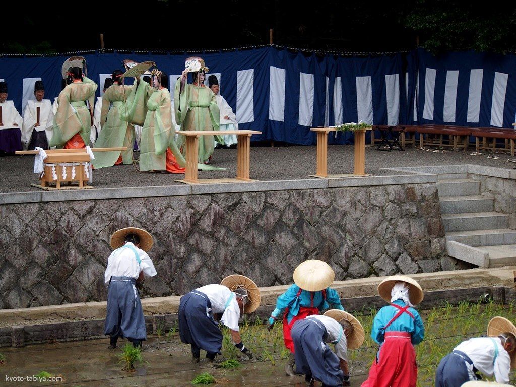 Tauesai o festival de plantación del arroz, en Fushimi Inari Taisha (cerca de Kioto)