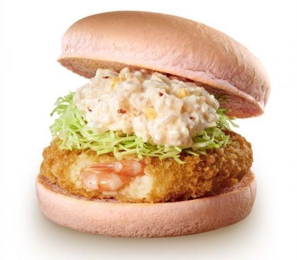 Productos sakura 2017: Sakura Ebi Tartar Prawn Burger (桜エビタルタルのエビバーガー) de Lotteria