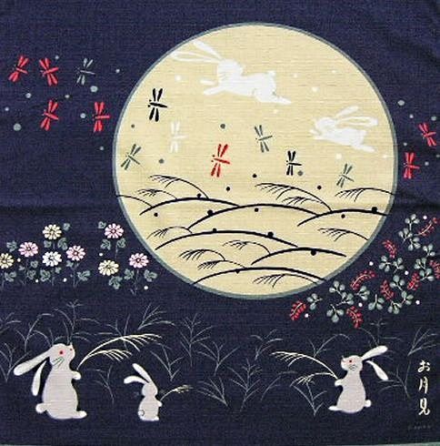 Pañuelo "furoshiki" con el tema del jyugoya (tsukimi)