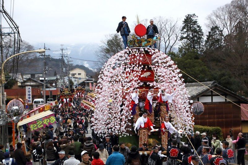 Carroza kasaboko en el espectacular festival de carrozas Yamada No Harumatsuri (山田の春祭り) o Festival de Primavera de Yamada en Chichibu (Saitama)