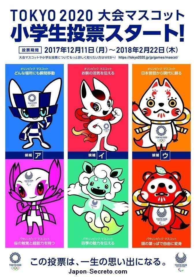 Mascotas preseleccionadas para representar a los Juegos Olímpicos de Tokio 2020