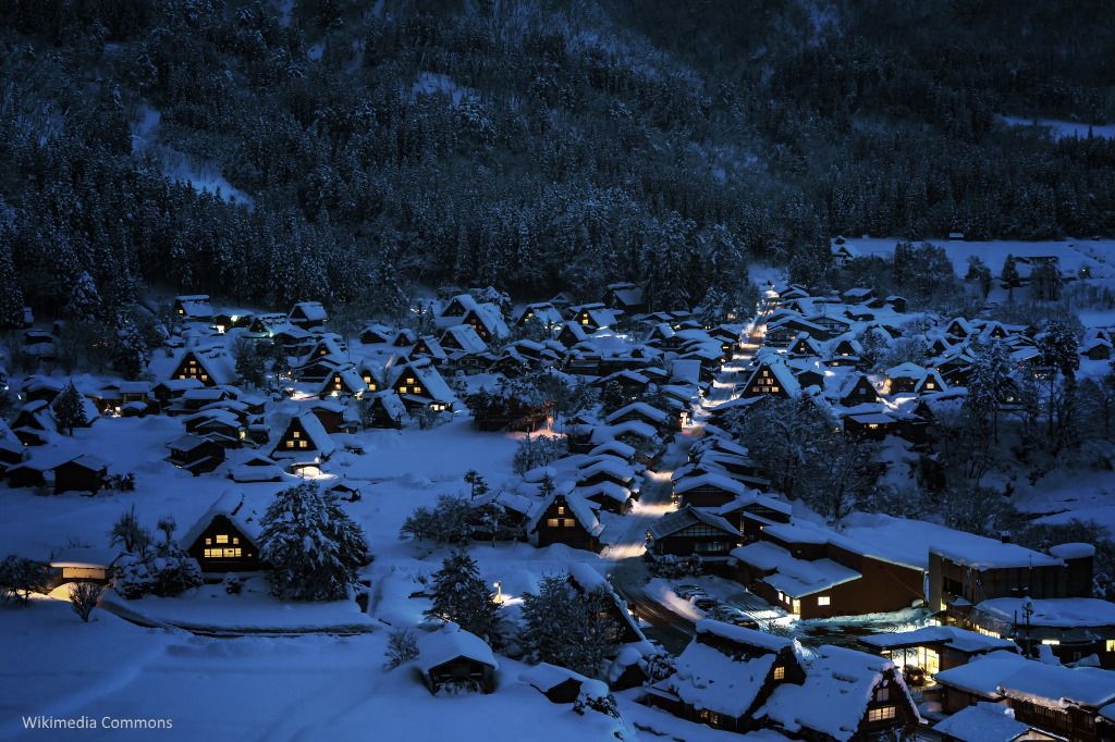 Shirakawago iluminación invierno Takayama light up Gifu Alpes Japoneses