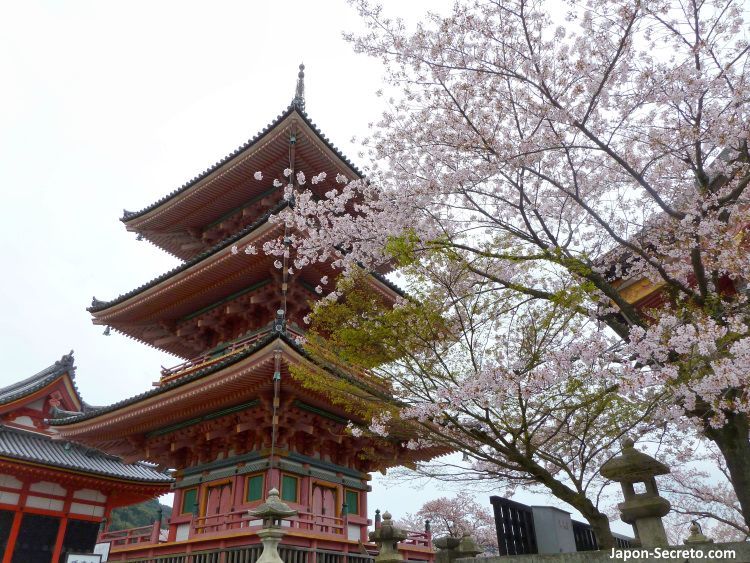 Pagoda Koyasu en primavera. Flores de cerezo. Templo Kiyomizudera. Higashiyama. Kioto