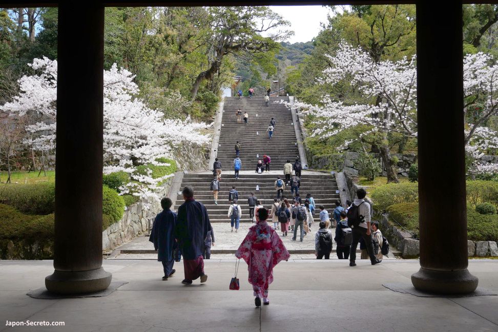 Entrando en el templo Chionin en primavera. Kioto