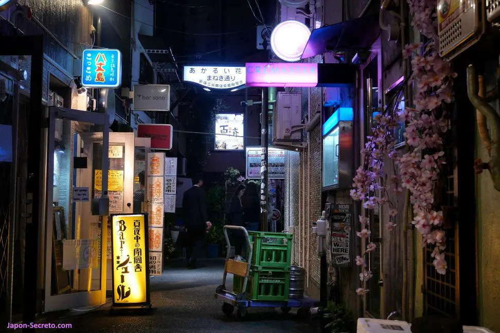 Calle Maneki (Maneki Dori, まねき通り) en Shinjuku Golden Gai (新宿ゴールデン街).