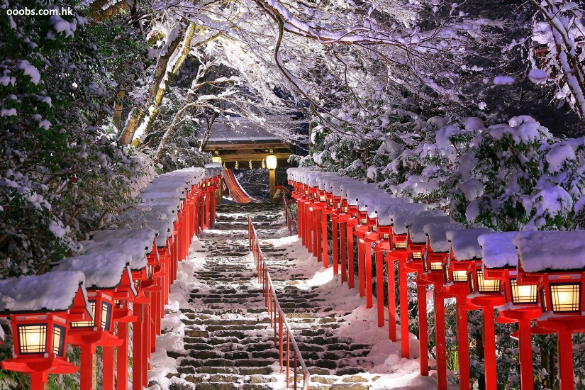 Santuario Kifune con nieve (Kibune, Kioto)
