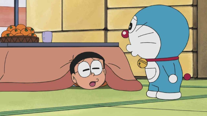 Un kotatsu en un capítulo de Doraemon