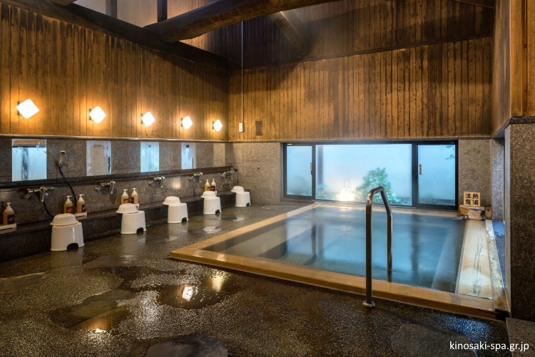 Baño interior de la casa de baños Yanagiyu (Kinosaki Onsen)