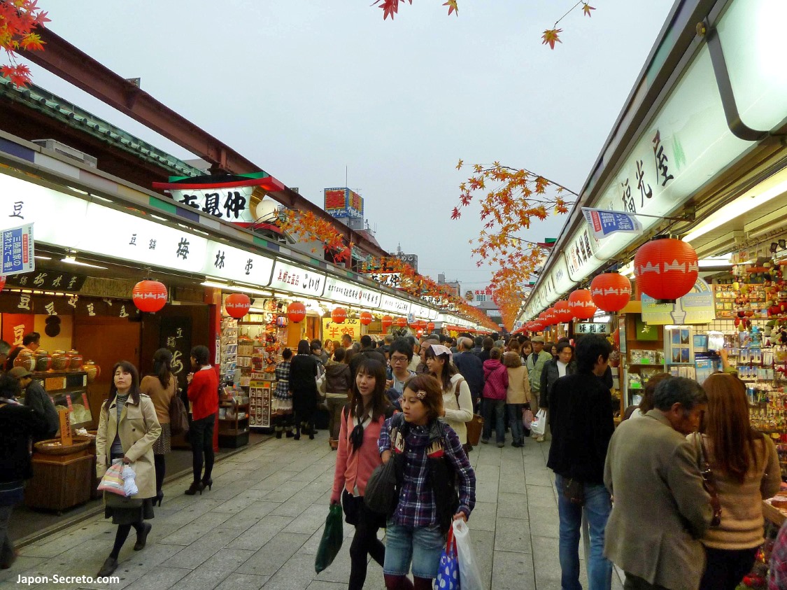 Tours con guía en español por Tokio: la calle Nakamise Dori del templo Sensoji de Asakusa