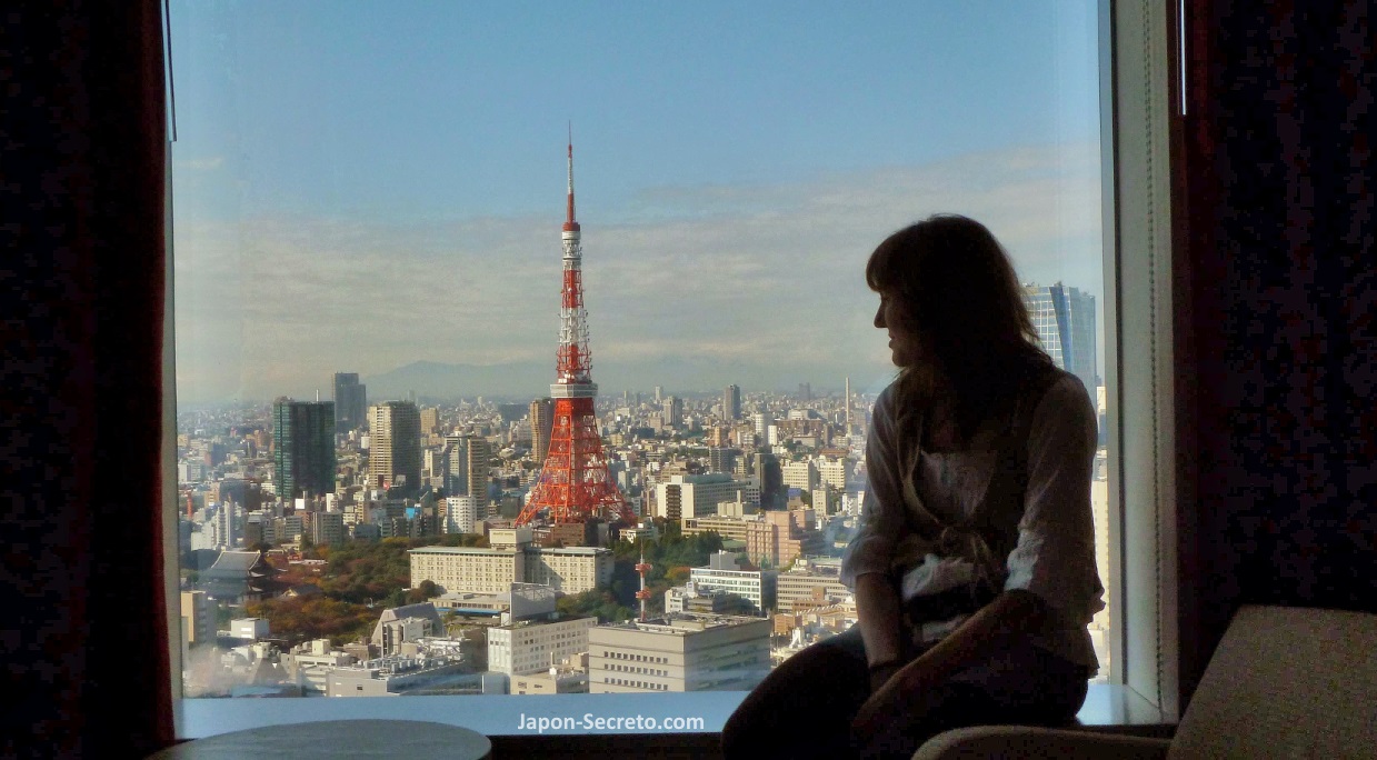 Vista de la Torre de Tokio desde nuestra habitación del Park Hotel Tokyo