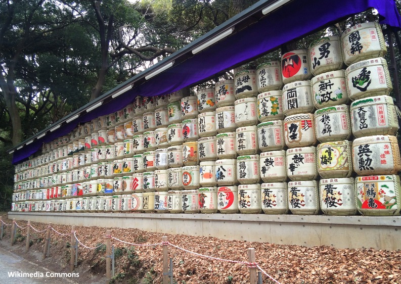 Barriles de sake en el santuario Meiji Jingu (Harajuku, Tokio)