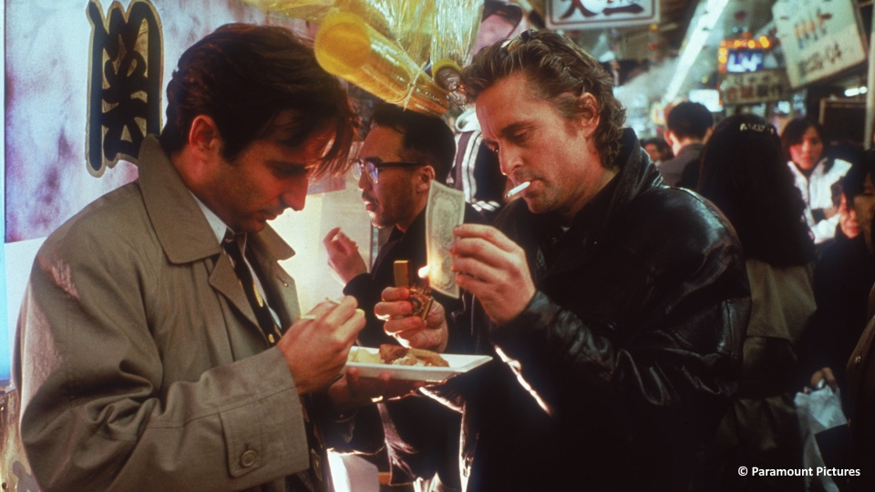 Andy Garcia y Michael Douglas en la película "Black Rain" (Ridley Scott, 1989) rodada en Osaka (Japón)