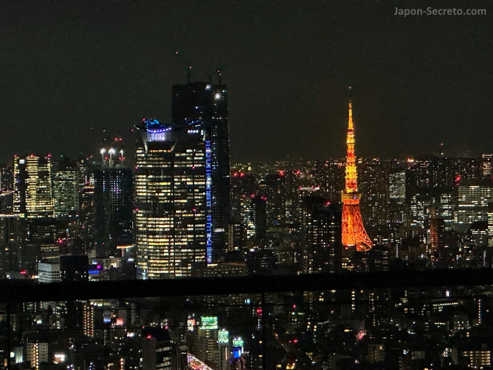 Vistas de la Torre de Tokio desde el rascacielos Shibuya Sky