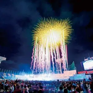 Festival de fuegos artificiales en Hachioji (Tokio) en julio.