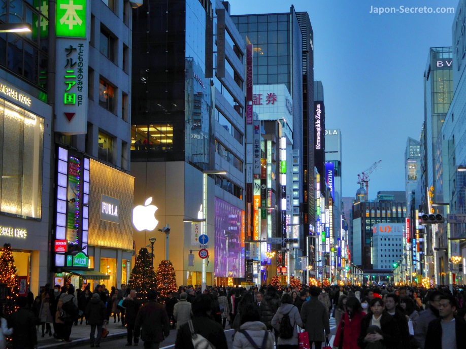 Avenida principal de Ginza (Tokio) peatonal por navidad