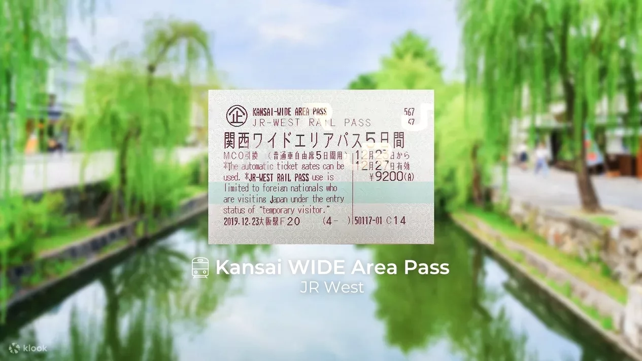 Kansai Wide Area Pass, pase regional de transporte para tren, autobús y shinkansen entre Kioto, Osaka, Himeji, Nara, Kobe, Okayama, Kurashiki, Takamatsu, Amanohashidate y Kinosaki Onsen