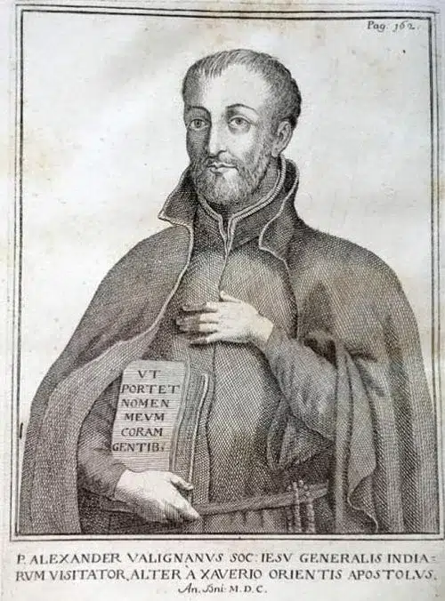 Grabado con la imagen del misionero jesuita Alessandro Valignano