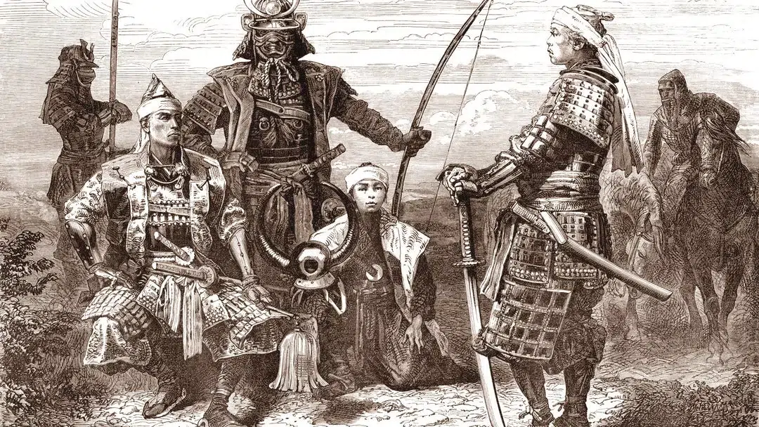 Retrato de Nobunaga Oda y yasuke, el legendario samurái negro africano