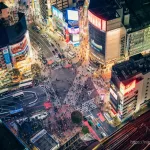 Vista de la intersección o cruce de Shibuya Scramble Kousaten en Tokio
