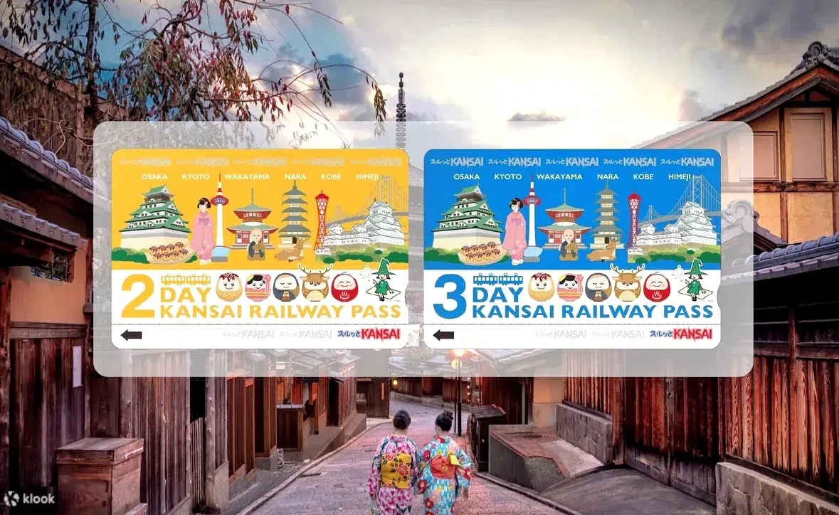 Kansai Railway Pass, pase de tren y autobús para 2 y 3 días Osaka, Kioto, Nara, Wakayama, aeropuerto Kansai, Himeji, Kobe