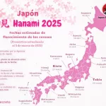 ¿Cuándo florecen los cerezos en Japón? Mapa de previsiones de florecimiento de los cerezos (sakura) en Japón publicados el 5 de marzo de 2025. Más información en Japon-Secreto.com