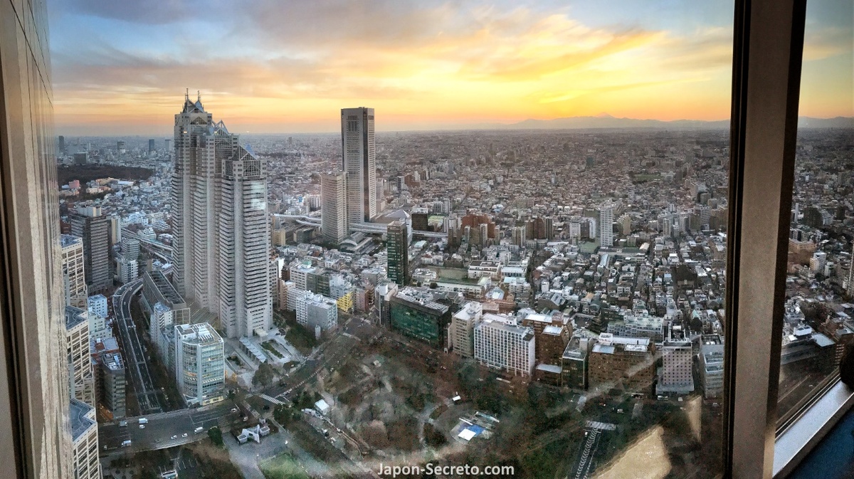 Mirador u observatorio del Edificio del Gobierno Metropolitano de Tokio o Ayuntamiento de Tokio (Tocho). Fotos: Vistas del barrio de Shinjuku desde el mirador