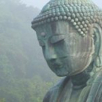 Gran Buda de Kamakura o Kamakura Daibutsu en el templo Kotoku-in de Kamakura, cerca de Tokio, cómo llegar, precio de la entrada. Foto: Primer plano de la cabeza.