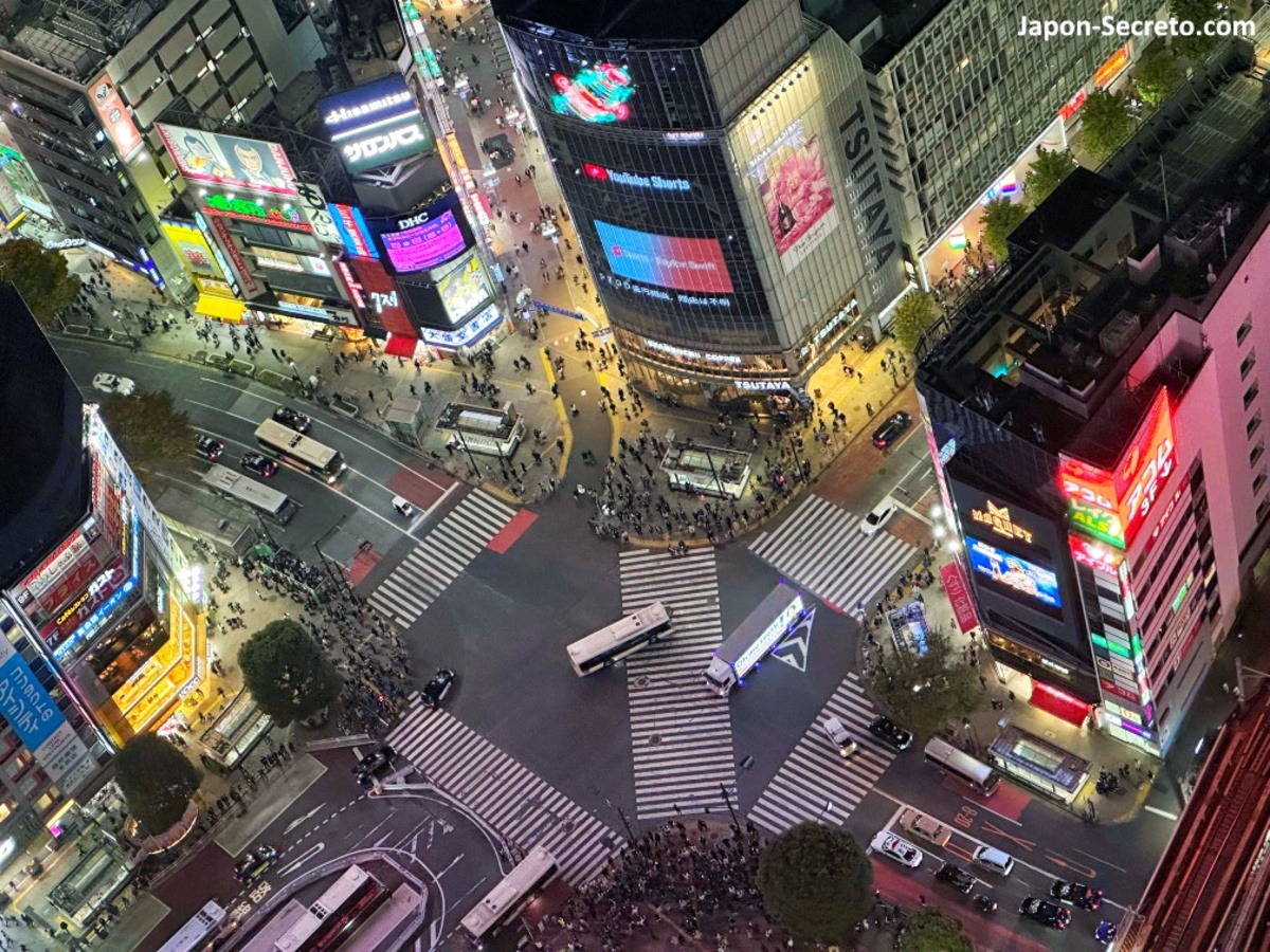 Cruce de Shibuya o Shibuya Scramble Kousaten (渋谷スクランブル交差点), en Tokio: ubicación, cuántas personas cruzan, fotos. Foto: vista desde el Shibuya Sky