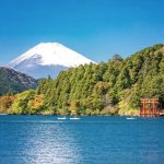 Hakone, guía de viaje, qué ver y hacer en los alrededores del Fuji, cómo llegar desde Tokio, Kioto y Osaka, transporte, lugares de interés, dónde comer. Foto: vista del Lago Ashi (Ashinoko) y Monte Fuji, Hakone