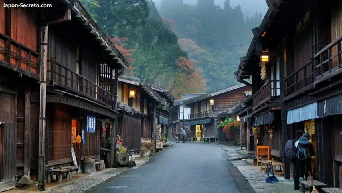 Ruta Nakasendo de Magome a Tsumago: cómo llegar, qué ver, senderismo, itinerario. Foto: Tsumagojuku al anochecer en otoño