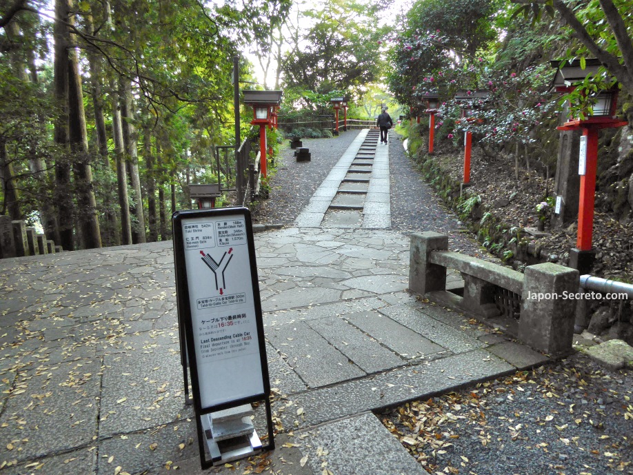 Siguiendo a pie por el sendero Tsuzura-ori (九十九折) hacia lo alto del templo Kurama-dera (鞍馬寺) de Kurama, en el monte Kuramayama al norte de Kioto