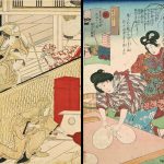 Pinturas ukiyo-e sobre el ritual Susu Harai de limpieza de templos y casas en Fin de Año en Japón
