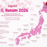 ¿Cuándo florecen los cerezos en Japón en 2026? Mapa de previsiones de florecimiento de los cerezos (sakura) en Japón publicados el 26 de febrero de 2026. Más información en Japon-Secreto.com